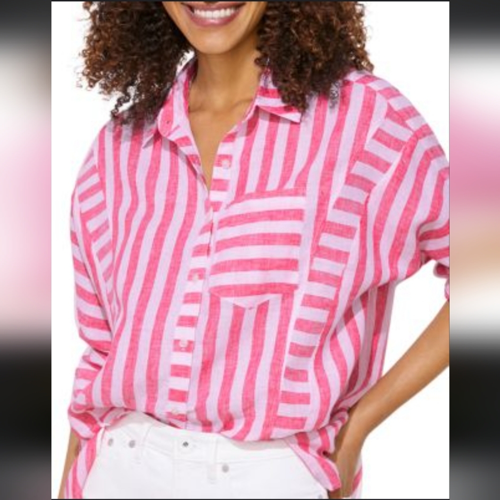 Vineyard VinesStriped Linen Weekend Top Sz/10